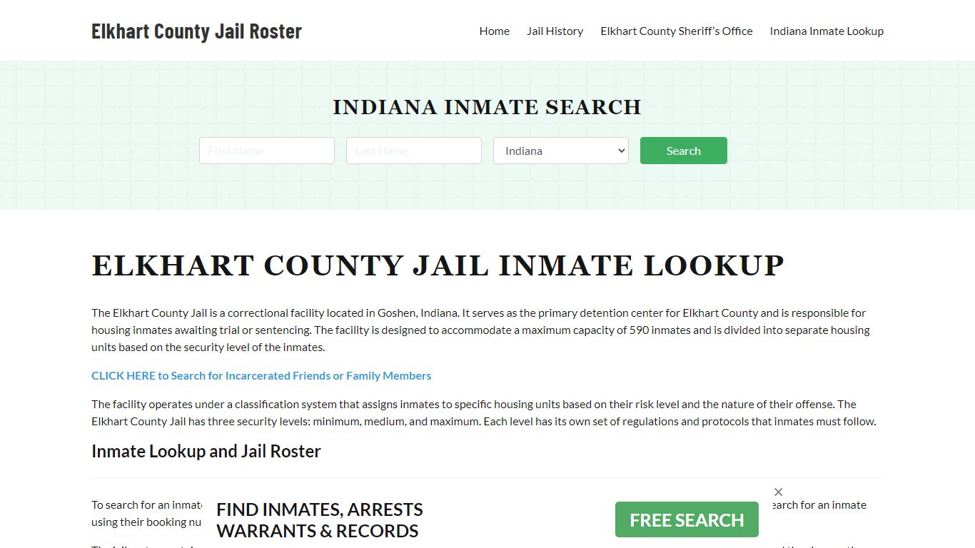 Elkhart County Jail Roster Lookup, IN, Inmate Search
